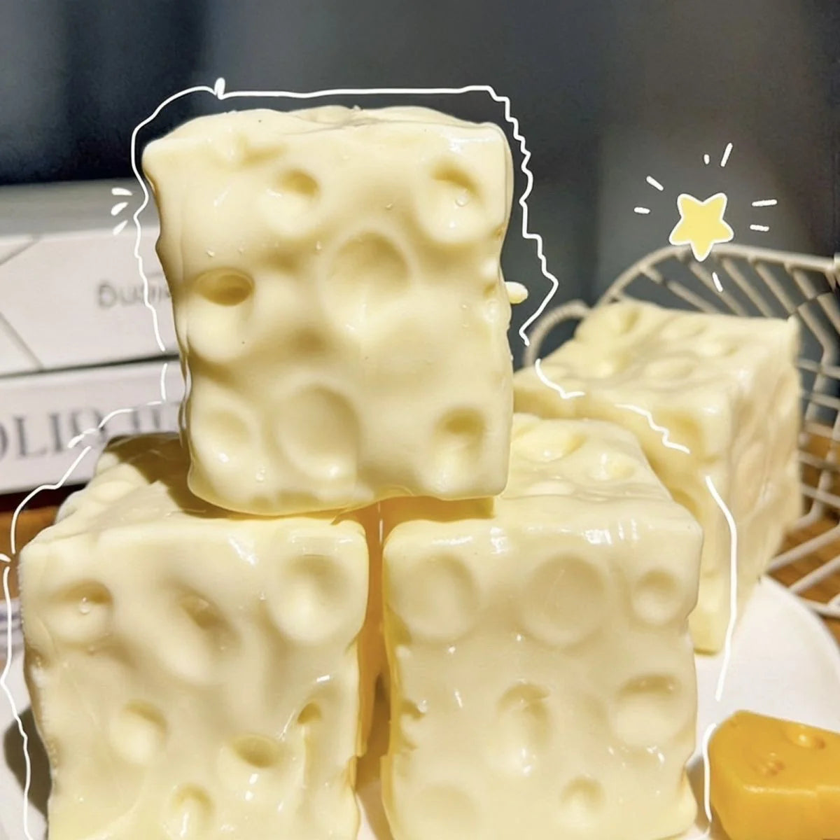 Realistic Square Cheese Squish